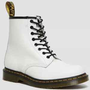 NWOT- Dr Martins- smooth white- black lace-up with side zipper- Women’s size 7